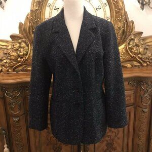 Harris Wallace Petites. New York. PM. Dark Gray Blazer. Lined. Wool Blend. DB